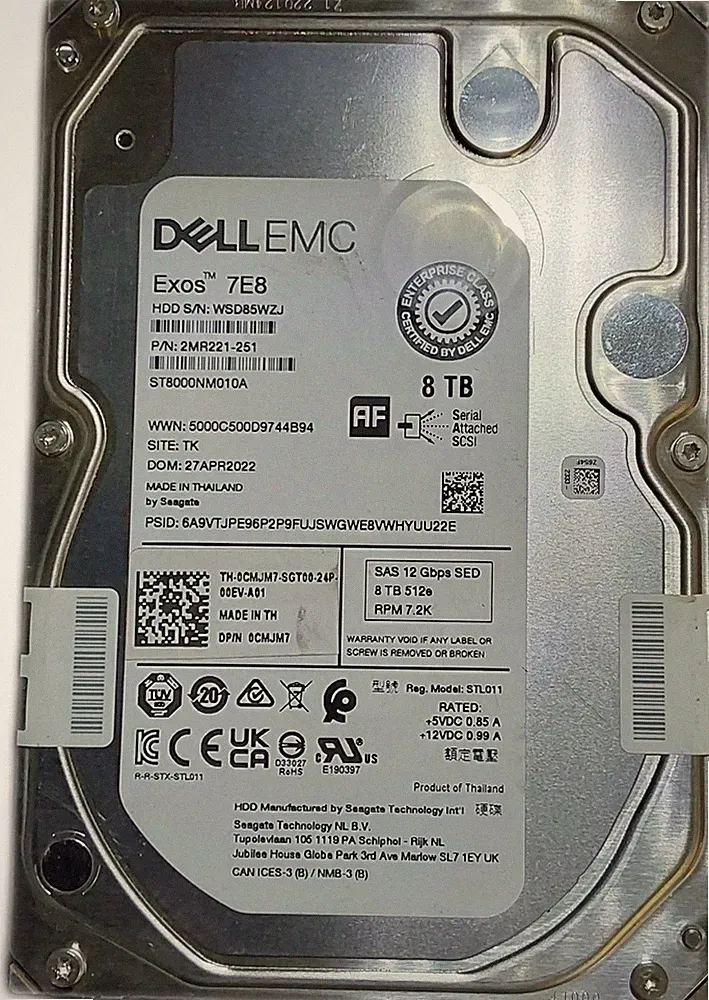 Seagate / Dell Exos ST8000NM010A 8TB 3.5" SAS HDD