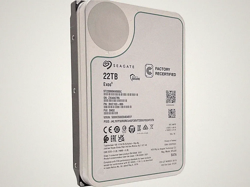 Seagate Exos ST22000NM000C 22TB CMR 7200RPM SATA6Gb/s 3.5" Enterprise Hard Drive