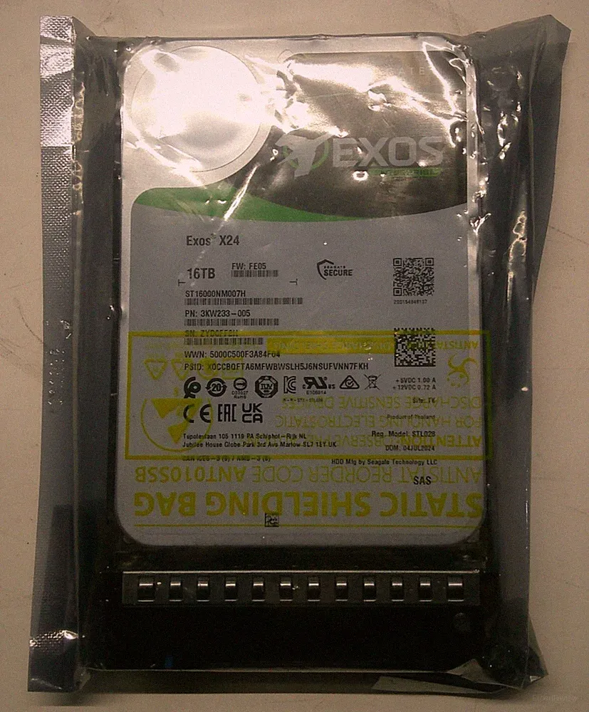 Seagate Exos X24 16TB 3.5" 72000 RPM SATA Hard Drive ST16000NM007H