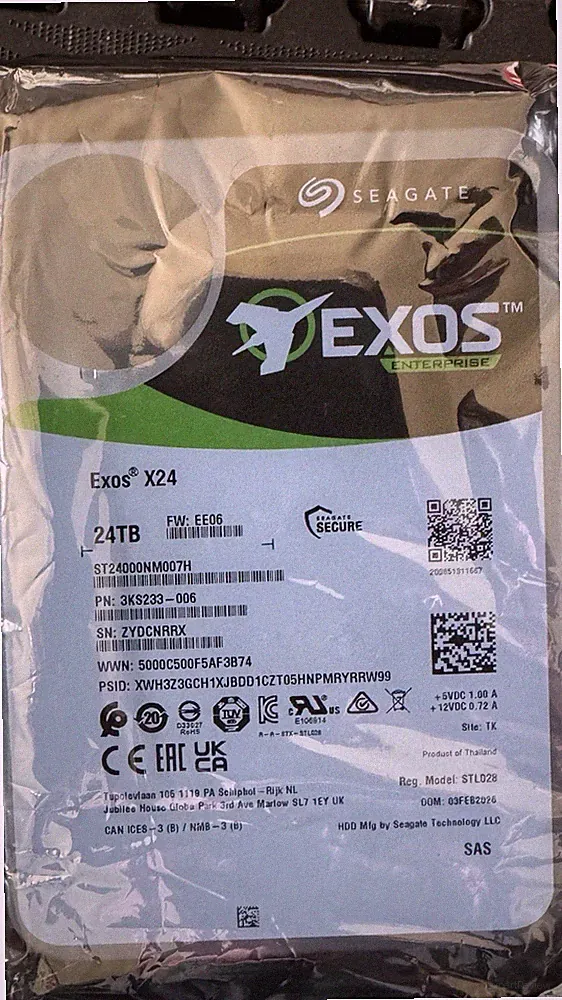 Seagate Exos X24 ST24000NM007H 24 TB Hard Drive - 3.5" Internal - SAS (12Gb/s SA