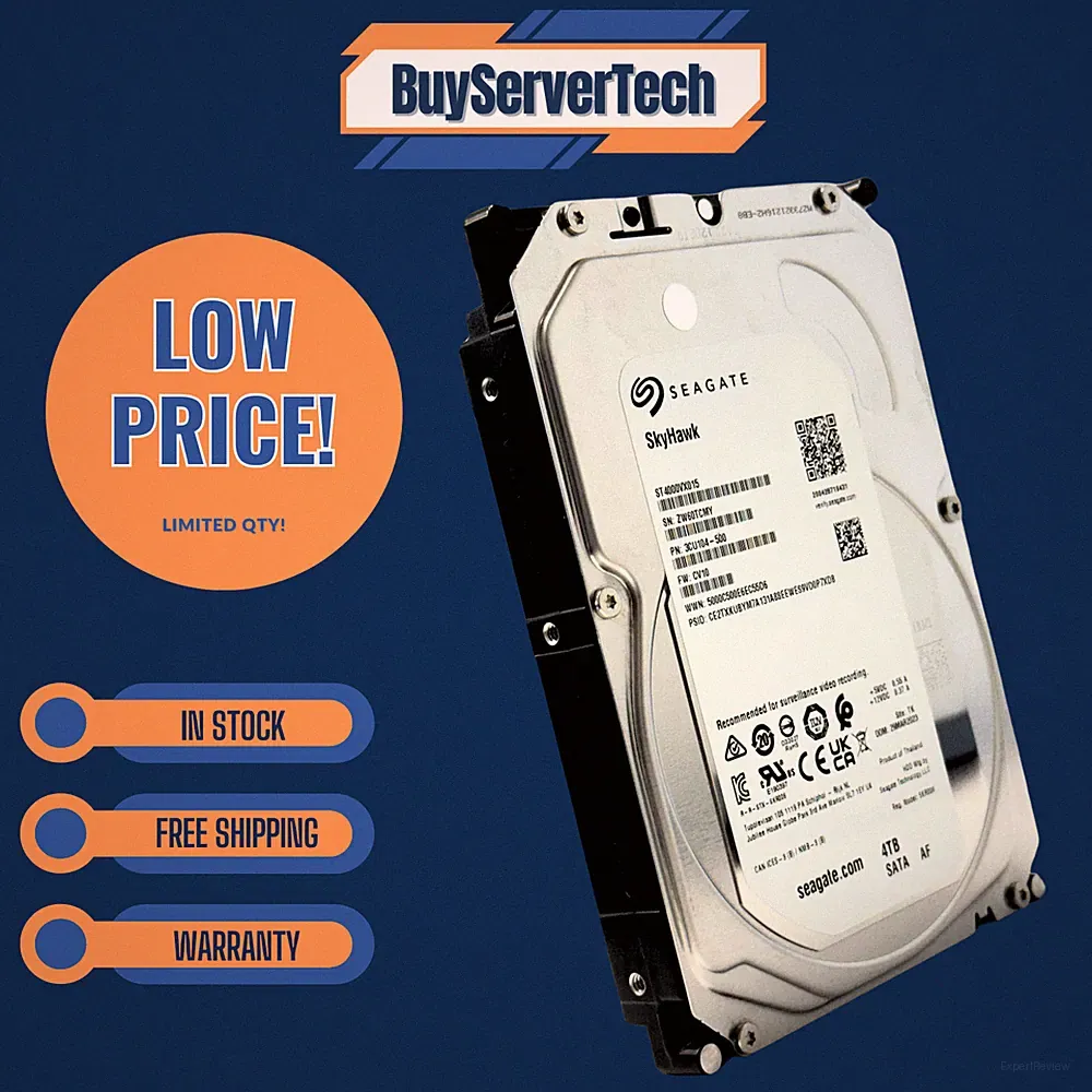 Seagate ST4000VX015 4TB 5400RPM 3.5" SATA HDD 256MB Cache CMR 0HRS NVR NAS DVR