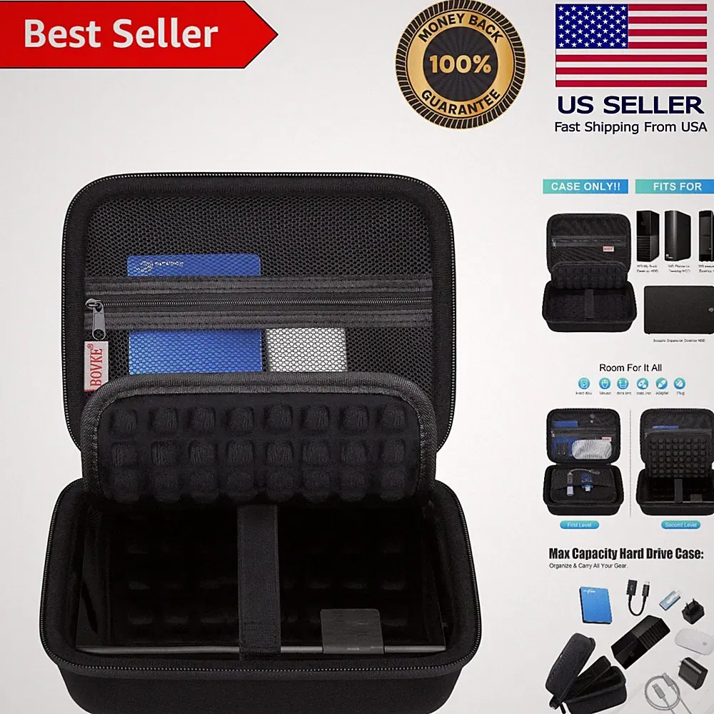 Travel-Friendly Hard Drive Case for WD Elements & Seagate, Waterproof & Secure