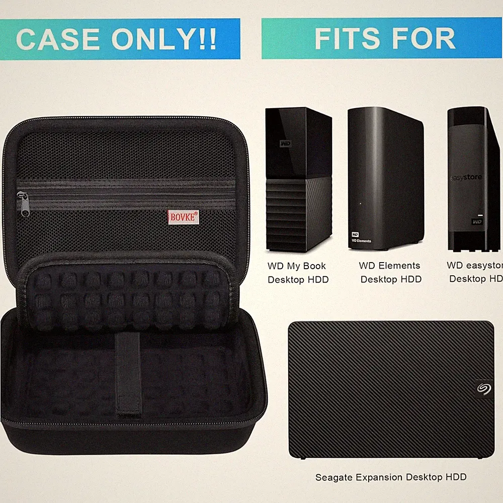 Universal Desktop HDD Case for WD Elements, Seagate - Black